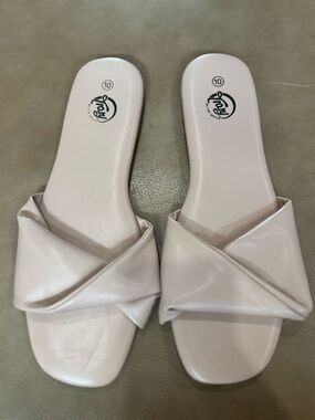 Trary Minimalist Pale Pink Knotted casual Slide Sandals